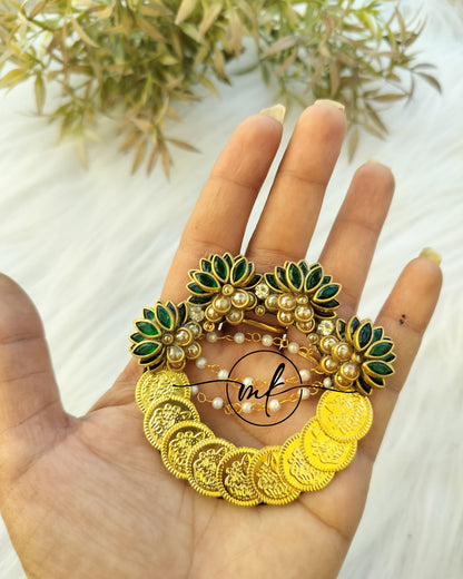 RHIYA Green Lotus Hair Brooch