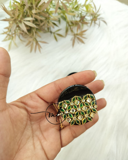 Dark Green diamond Kundan Claw