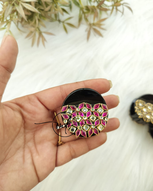 Pink diamond Kundan Claw