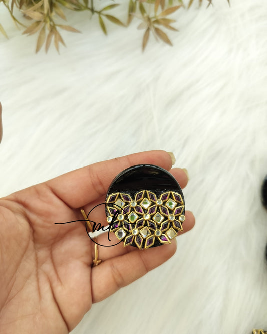 Purple diamond Kundan Claw