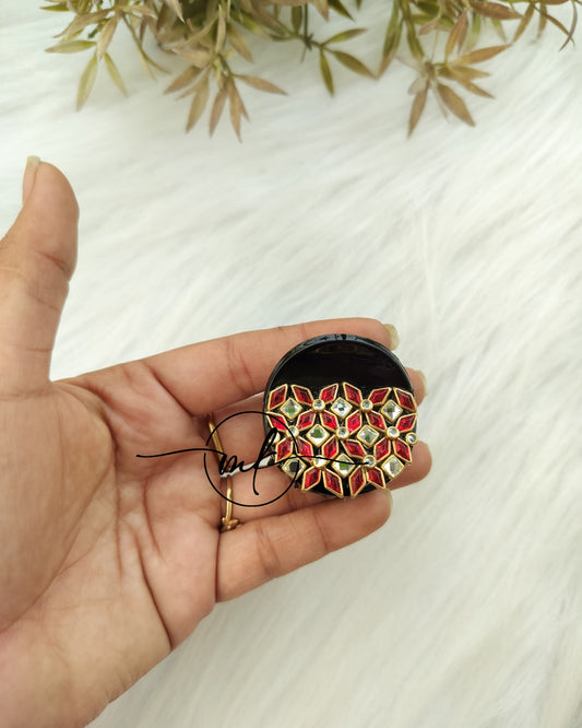 Red diamond Kundan Claw