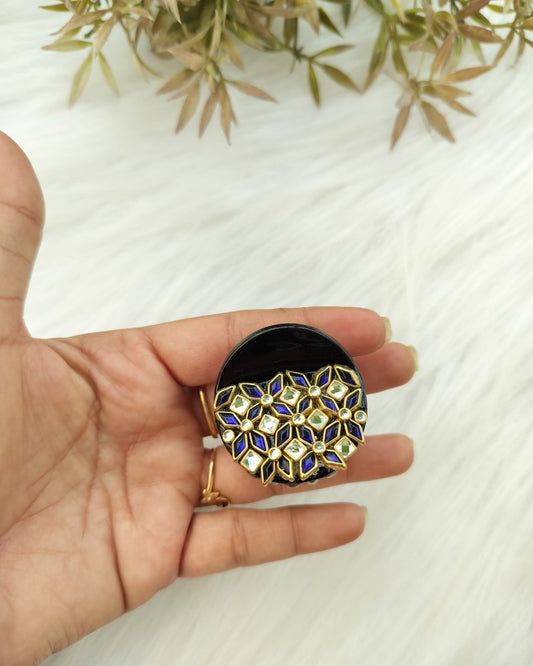 Dark blue diamond Kundan Claw