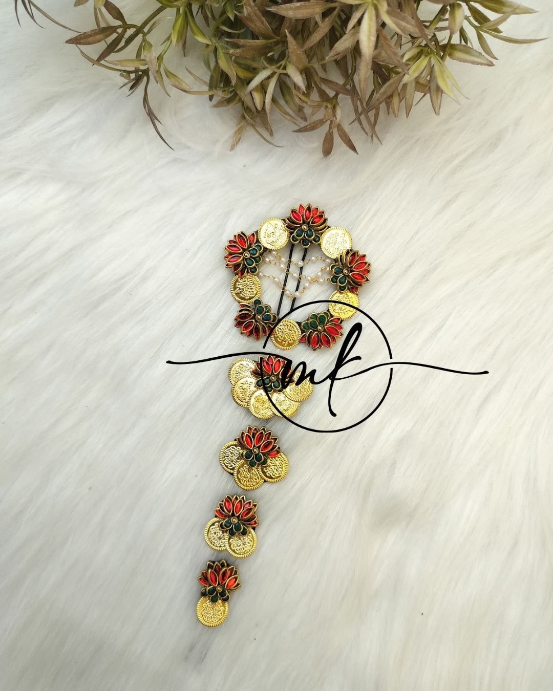 Rhiya + Cika Red Braid Hair Brooch - set of 5 pieces