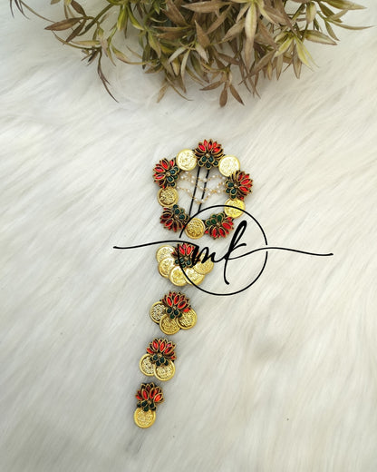 Rhiya + Cika Red Braid Hair Brooch - set of 5 pieces