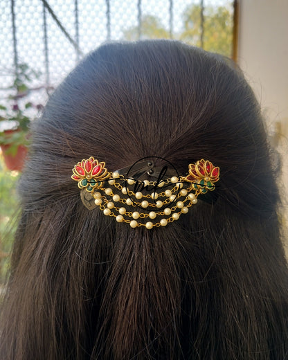 CURA RED Lotus Hair Brooch