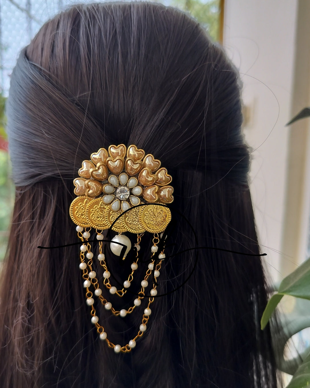 Coin Flower Hair Brooch