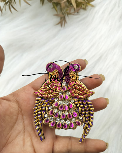 Peacock Purple&Dark pink Hair Brooch - V0.3