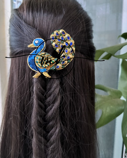 Peacock Green&Blue Hair Brooch - V0.1