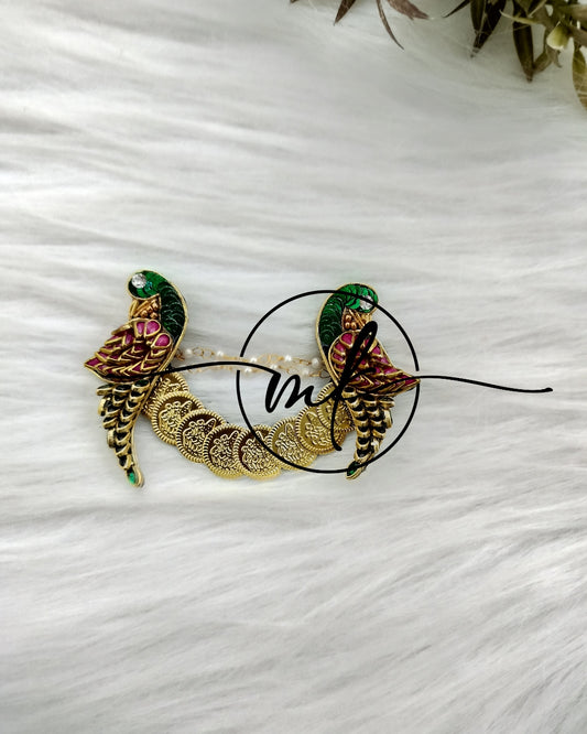 Cora KILLIE - Hair Brooch - PINK GREEN parrot