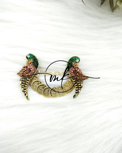 Cora KILLIE - Hair Brooch - PINK GREEN parrot
