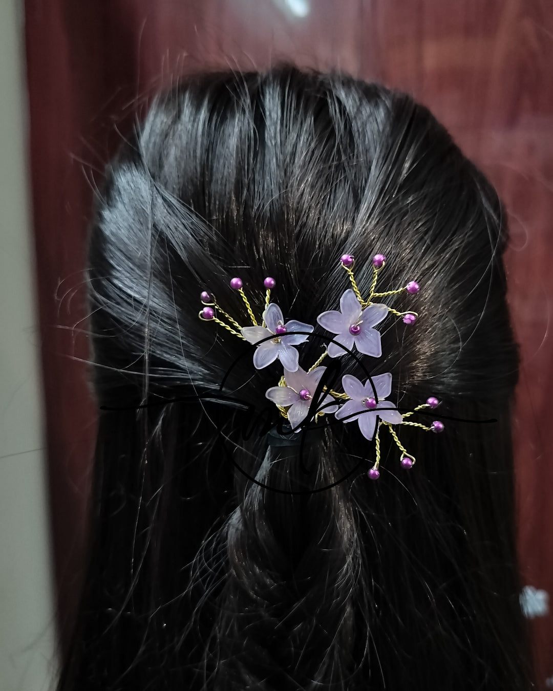 Tini Floral Hair Brooch -Purple colour