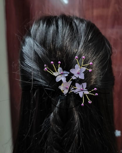 Tini Floral Hair Brooch -Purple colour