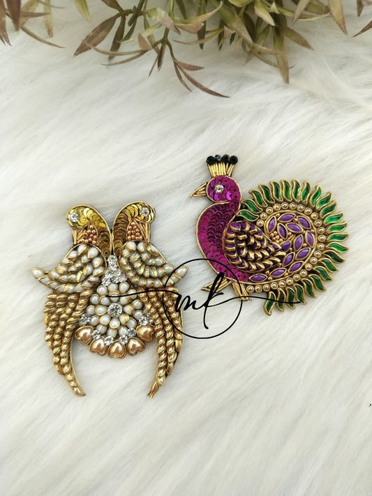 Peacock + Parrot Hair Brooch