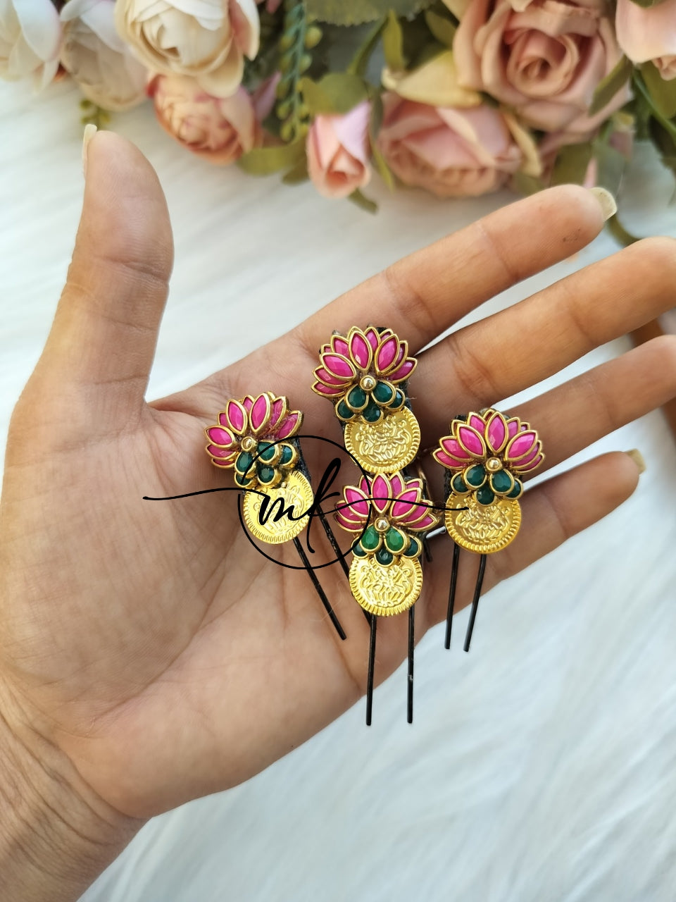 CIKA Dark Pink Lotus - 1C Hair Brooch -  4 piece set - Return Gift