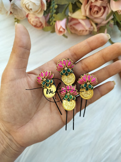 CIKA Dark Pink Lotus - 1C Hair Brooch -  4 piece set - Return Gift