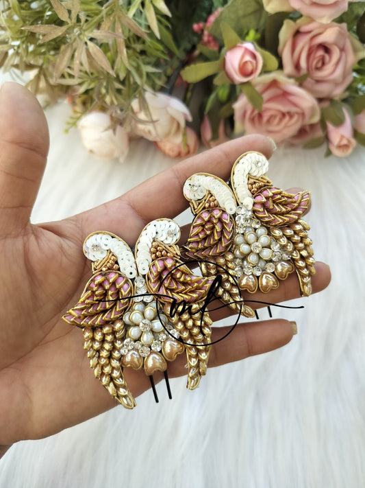 White Pink Golden Parrot Hair Accessories