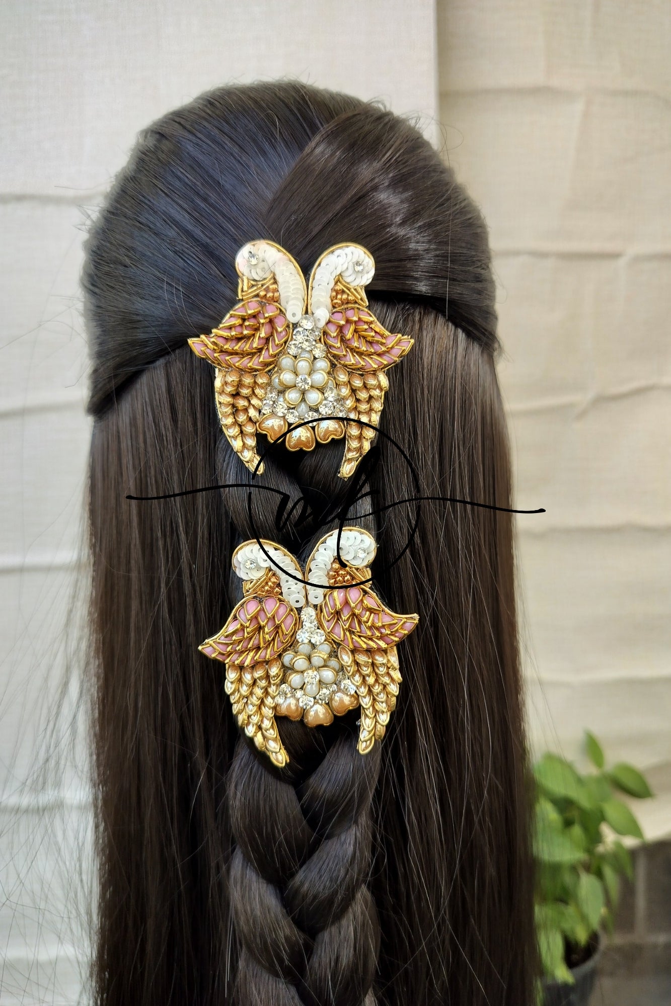 White Pink Golden Parrot Hair Accessories