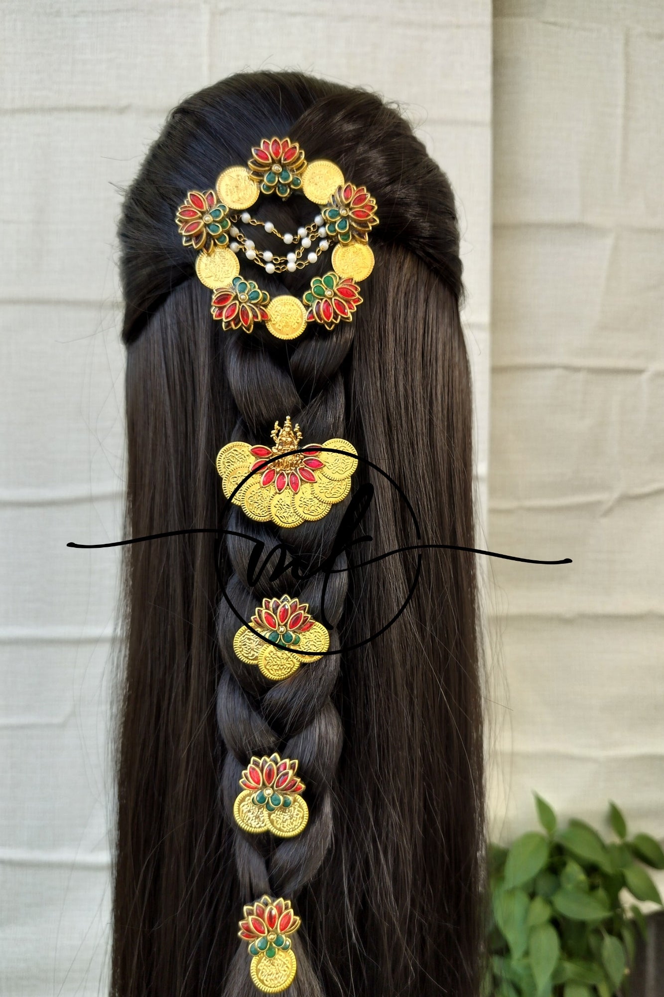 Rhiya + Kiya + Cika braid HAIR Brooch Combo - Red