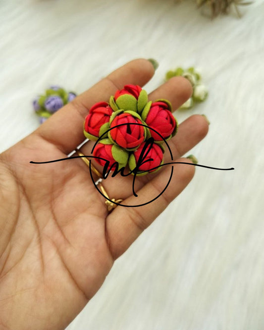 Jas Red Jasmine Mini Bud Floral Hair Brooch