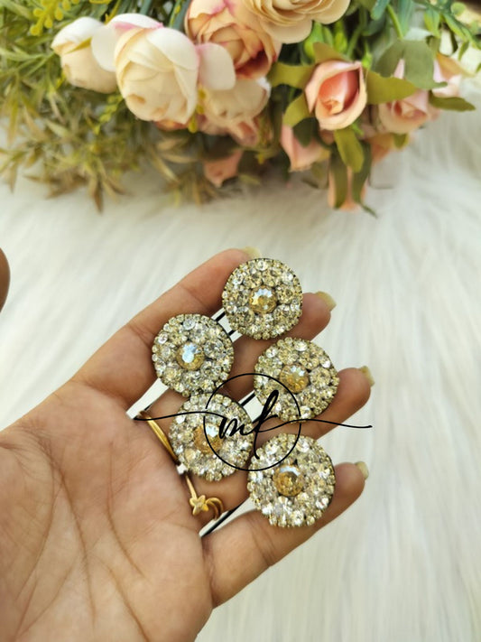 Polki GOLD Diamond Lookalike Braid Hair Brooch - Set of 5