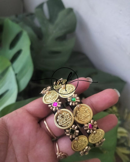 Black Coin Kundan bangle Set