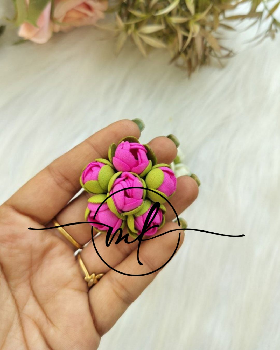 Jas Dark Pink Jasmine Mini Bud Floral Hair Brooch