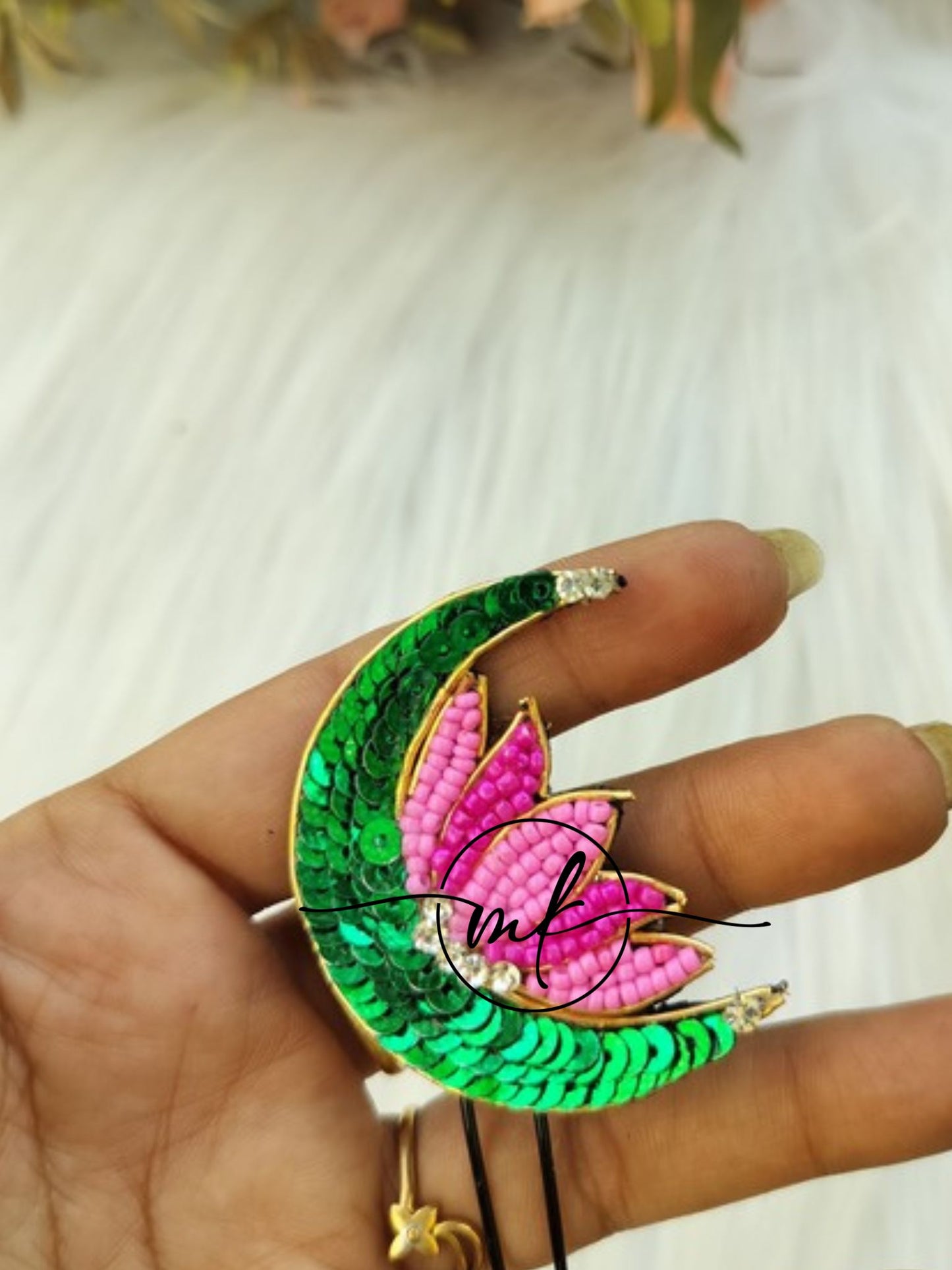 Cresent LOTUS Hair Brooch