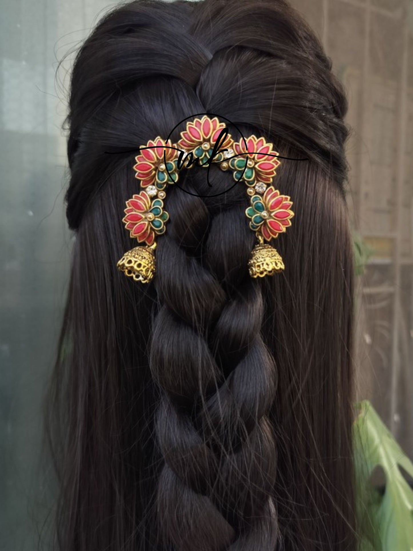Aari RED Lotus Hair Brooch