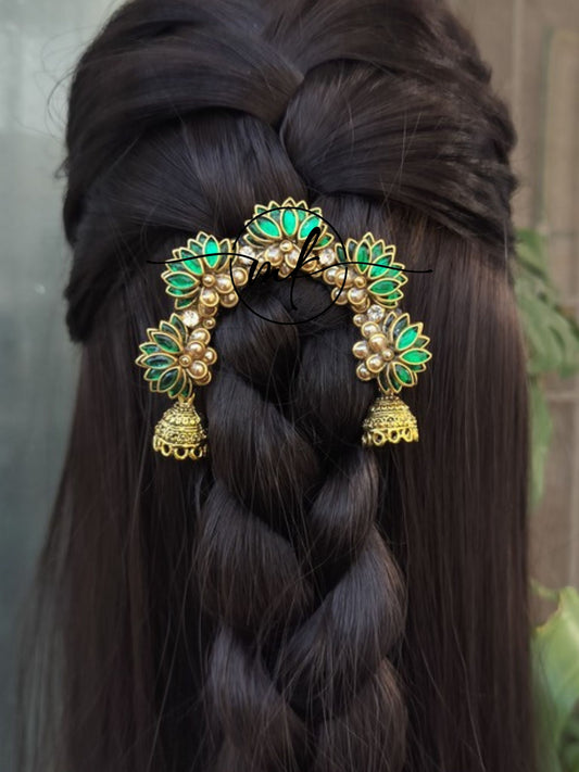 Aari Green Lotus Hair Brooch