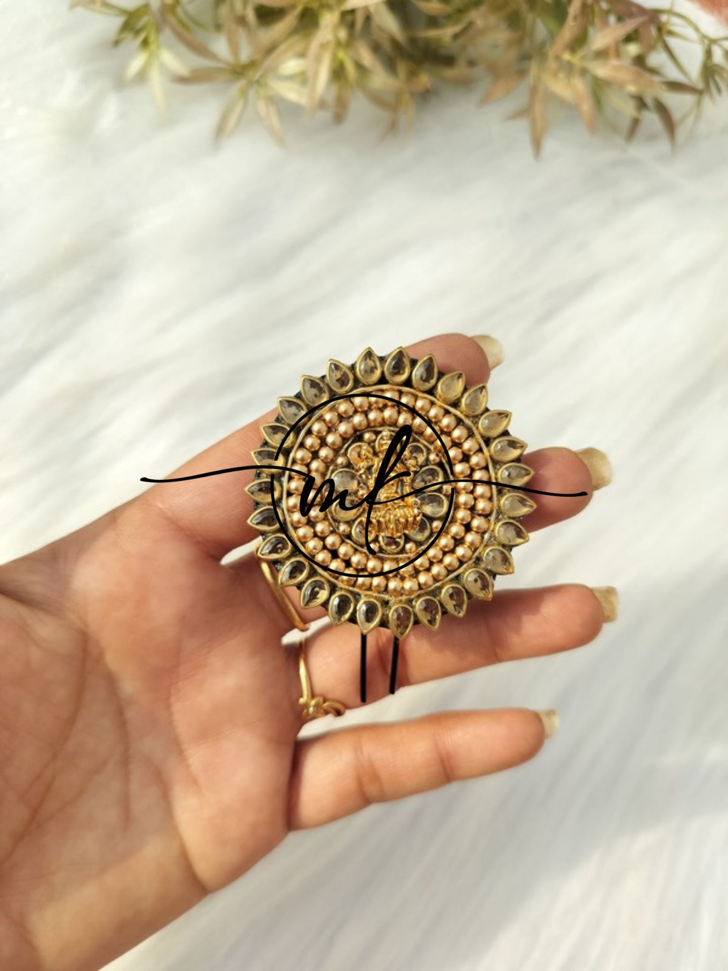 Golden Lakshmi Hair Brooch