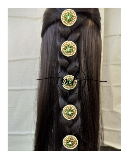 Green Gold SPIRE Braid Hair Brooch  - set of 5