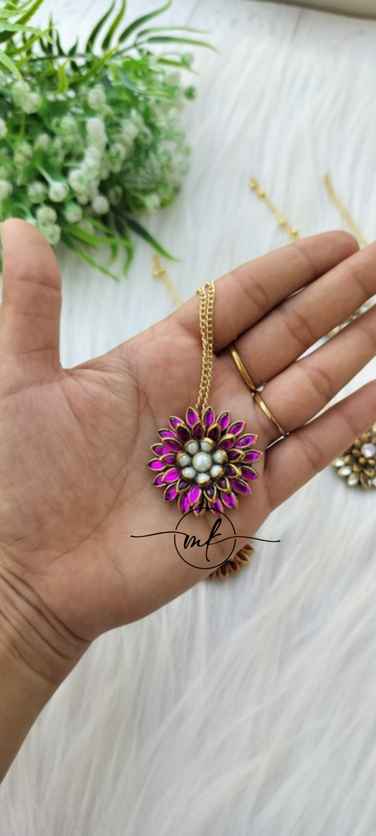 Purple Kundan Maang Tikka