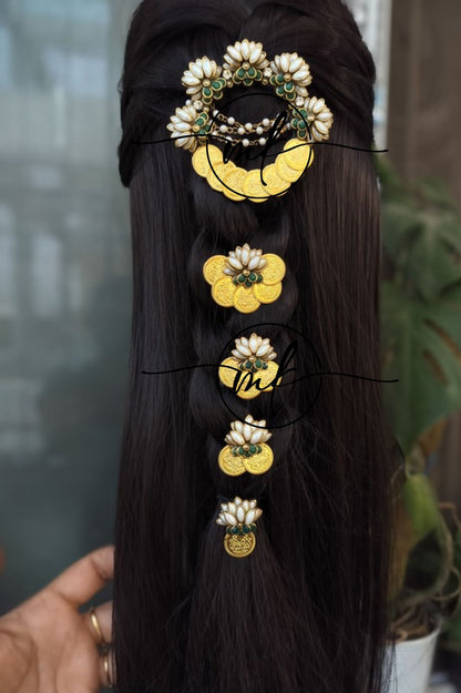Rhiya + Cika White Braid Hair Brooch - set of 5 pieces