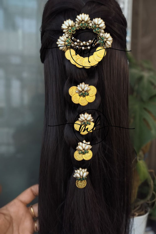 Rhiya + Cika White Braid Hair Brooch - set of 5 pieces