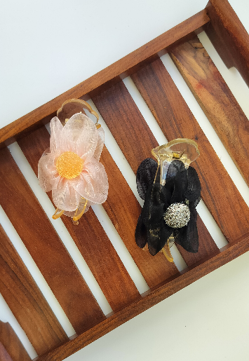 Organza Flower V Type Banana clip