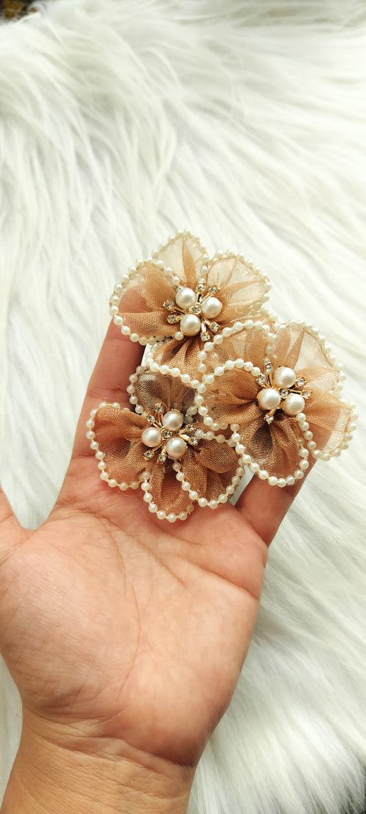 Golden Pearl Flower Hair Bands