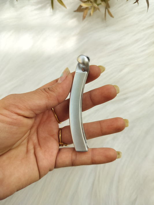 Silver Matt Banana clip - lock type
