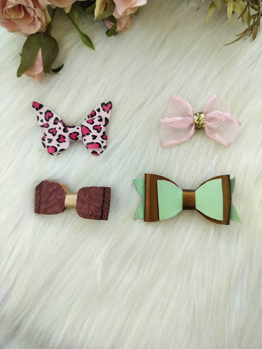 Bow Alligator Clip - Set of 4