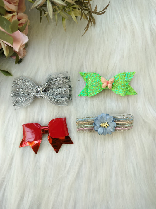 Bow Alligator Clip - Set of 4