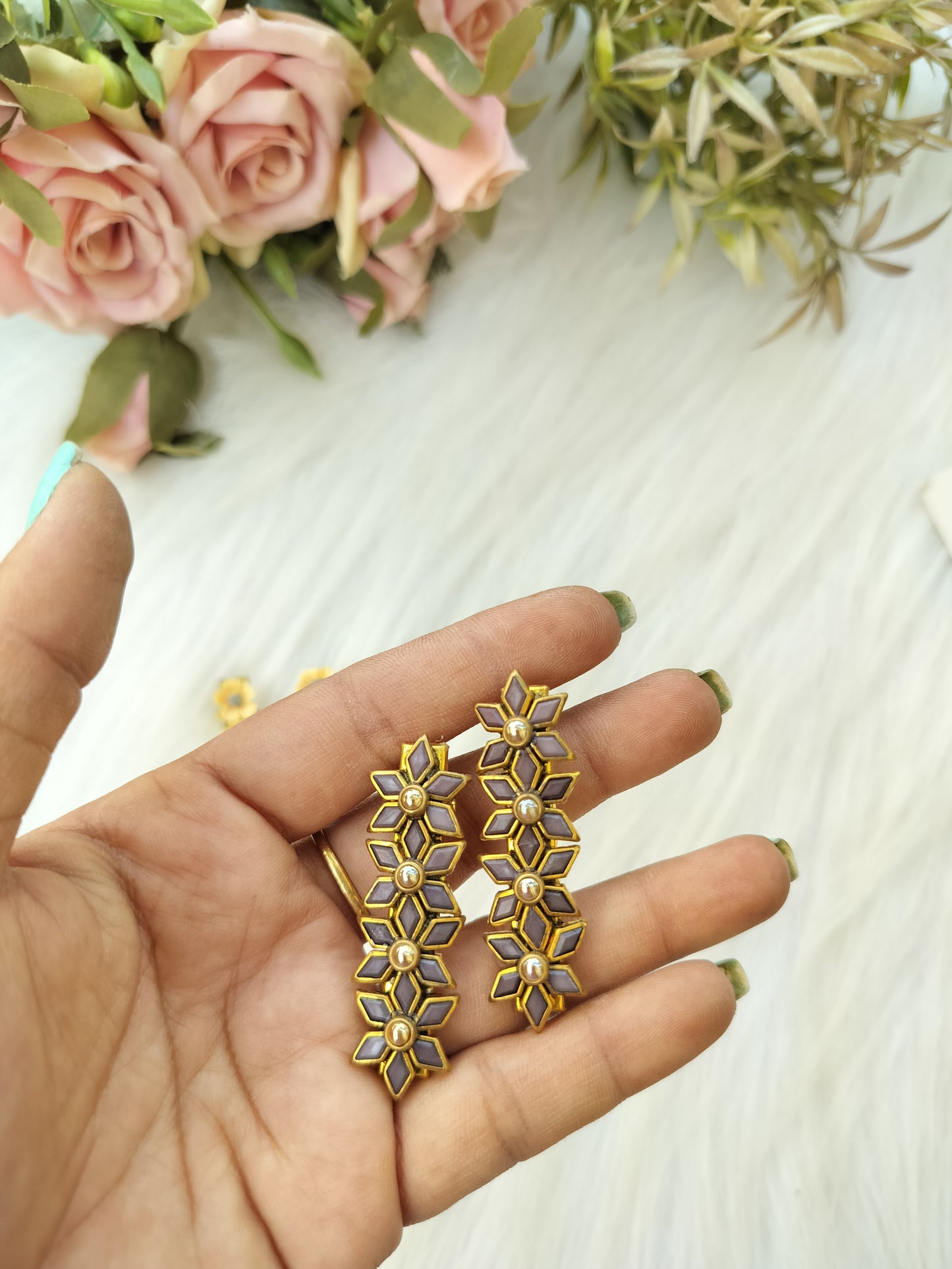 Kundan Alligator Clip - pair