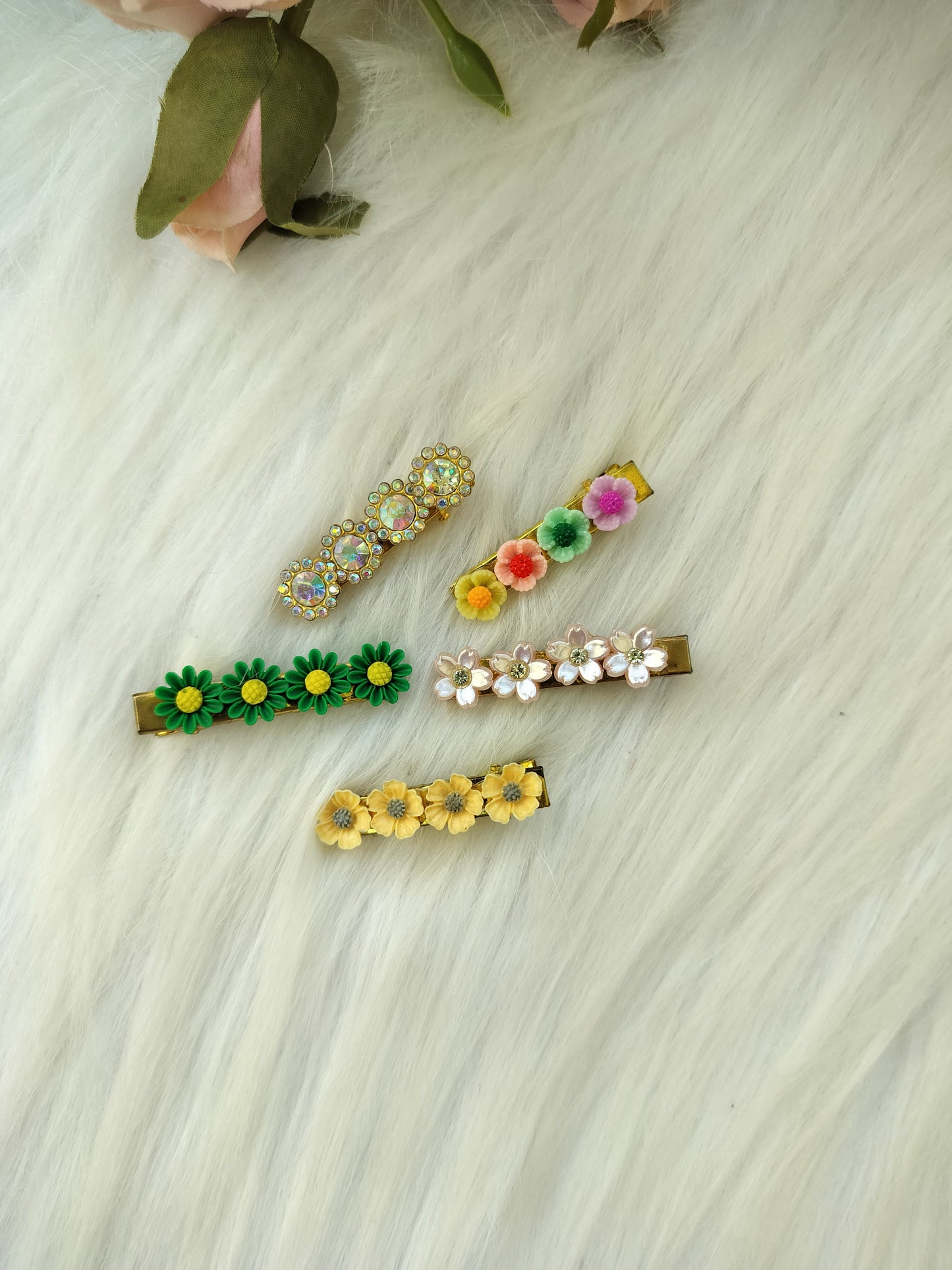 Kundan Alligator Clip - set of 5