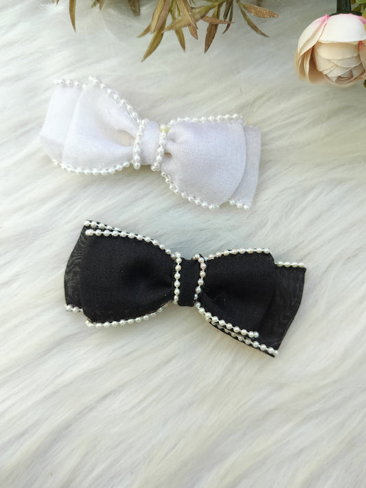 Pearl Bow Alligator Clip