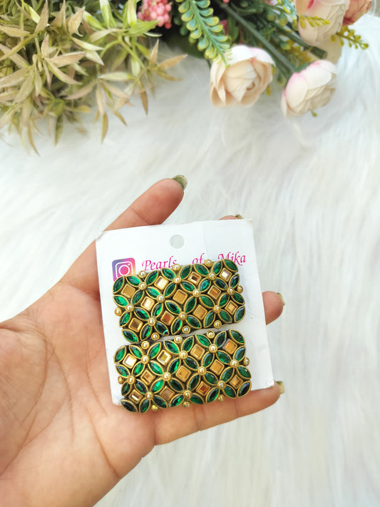 Kundan Alligator Pin - pair
