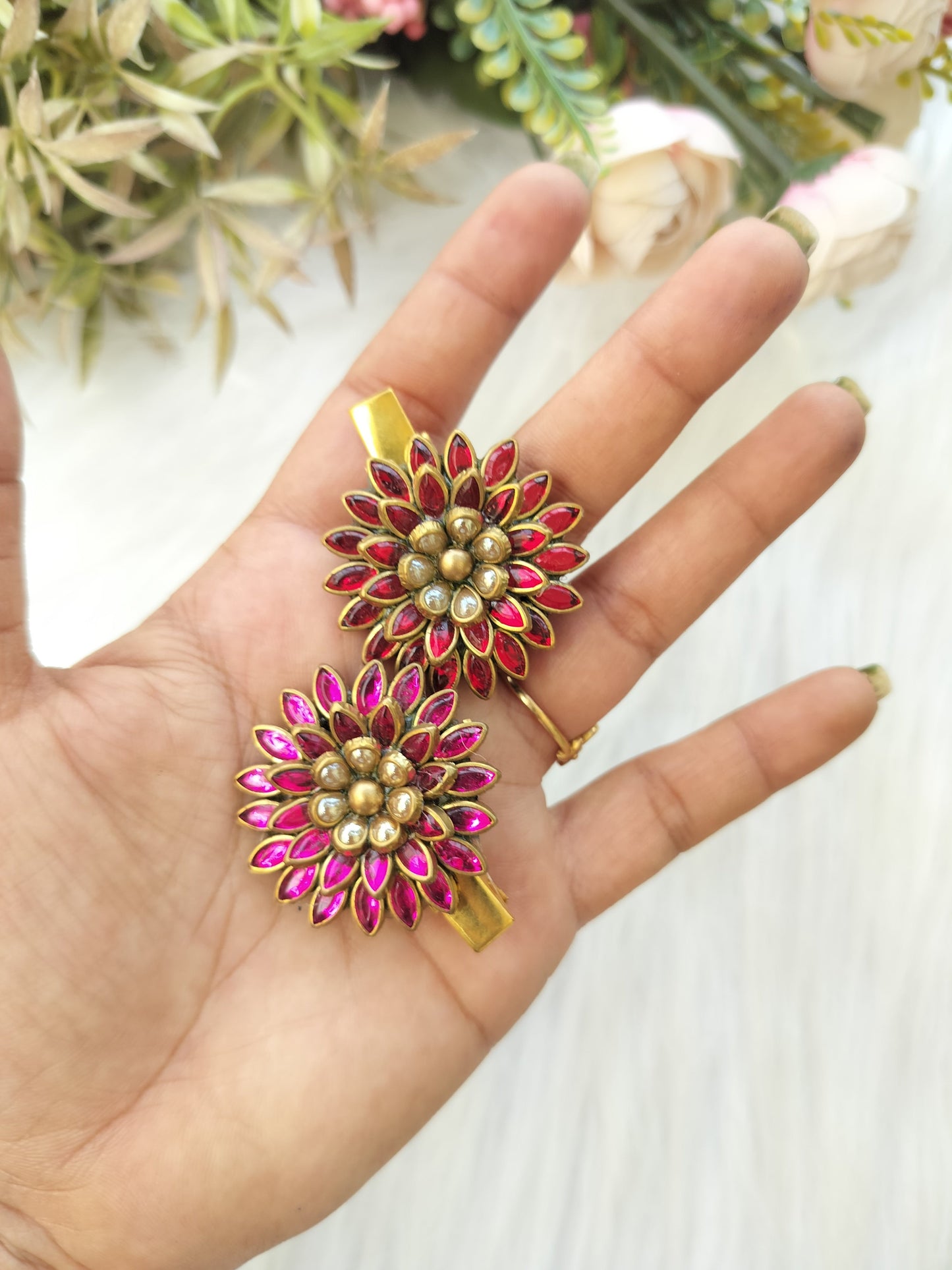 Kundan Alligator Pin - pair