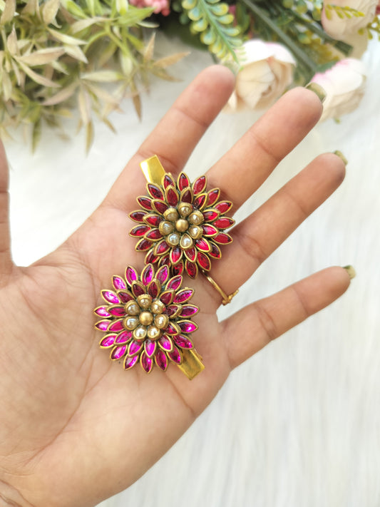 Kundan Alligator Pin - pair