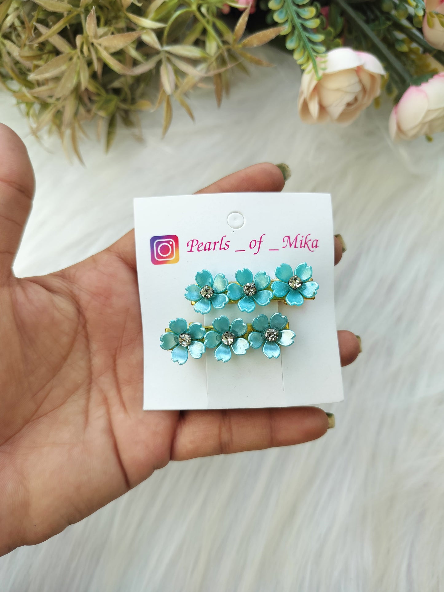 Floral Alligator pin - pair