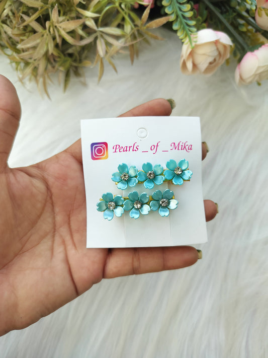 Floral Alligator pin - pair