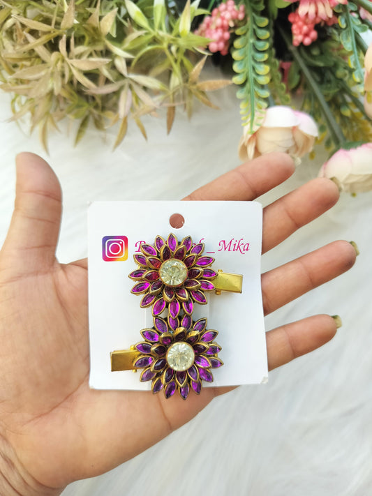 Kundan Alligator Pin - pair