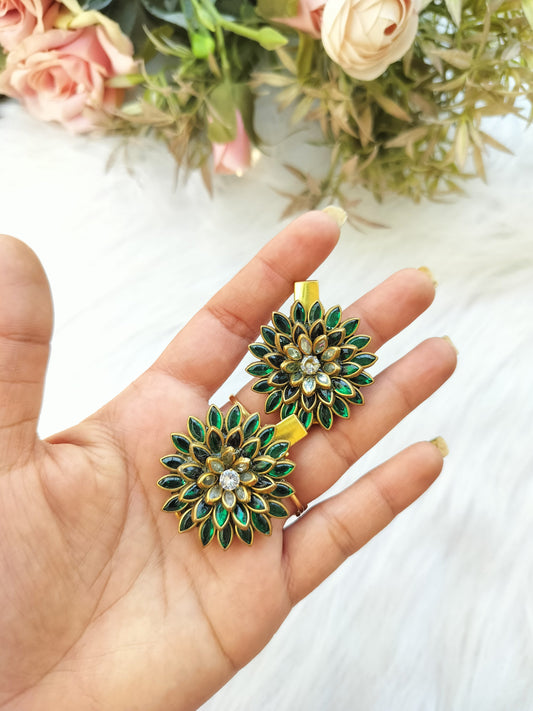 Kundan Alligator Pin - pair