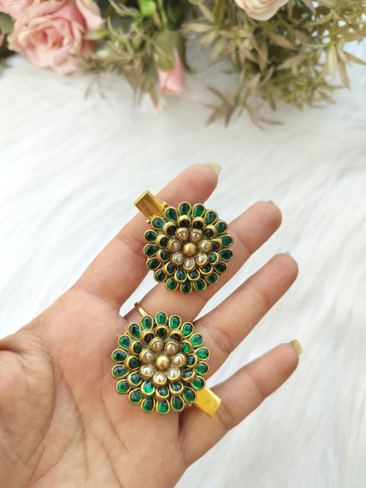 Kundan Alligator Pin - pair